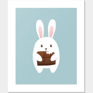 Little cute bunny with chocolate Posters and Art